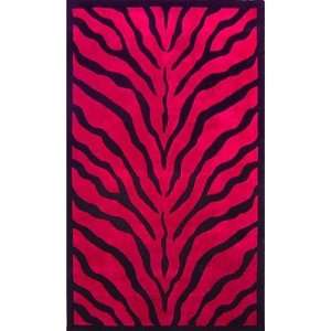 African Safari WK002 Zebra Print Red / Black Rug 