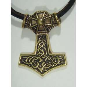  Genuine Bronze Thors Hammer Pendant Necklace Odin Viking 
