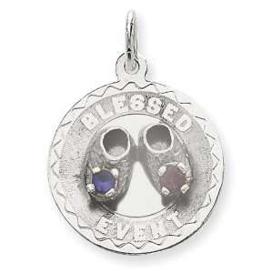  Blessed Event Disc Charm in Sterling Silver: Jewelry