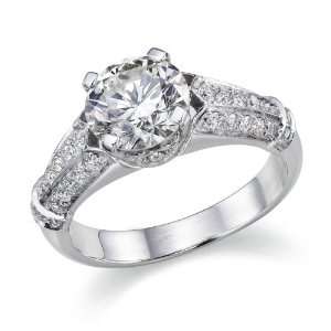 Certified, Round Cut, Solitaire Diamond Ring in 18K Gold / White (2 1 