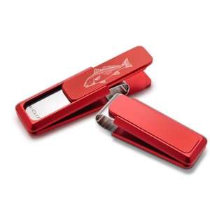   Red Anodized with Red Fish Laser Engraving Money Clip (SP RDA 0007