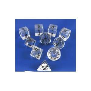  Clear Transparent Polyhedral Dice Set 10pc Set in Tube 
