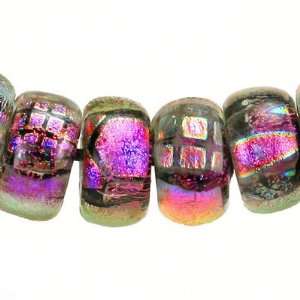  12mm Clear Base with Pink Design Dichroic Glass Beads 