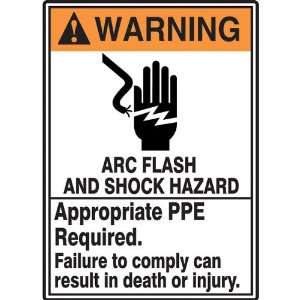 Safety Sign, Arc Flash And Shock Hazard, 14x10, Aluminum:  