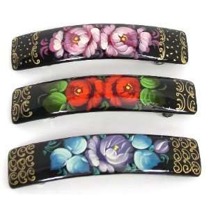   Russian Hand Painted Barrettes Hair Clips (0805) 
