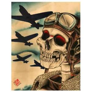Pilot by 2 Cents Airforce Vintage Tattoo Design Fine Art Paper Print 