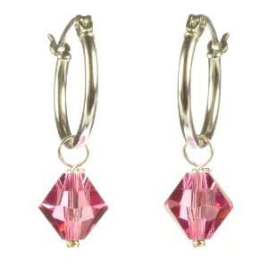   Swarovski Elements Rose Colored 8mm Bicone Drop Earrings Jewelry