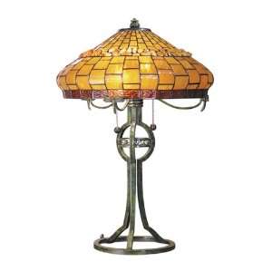 Dale Tiffany TT101012 Grundy Table Lamp, Antique Bronze and Art Glass 