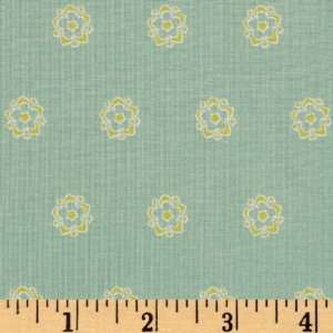  44 Wide DeLovely Tiny Flowers Aqua Fabric By The Yard 