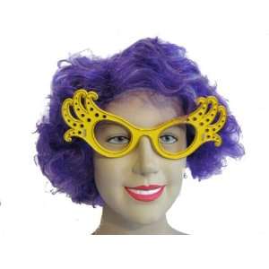    Dame Edna Purple Wig & Yellow Glasses Fancy Dress Kit Toys & Games