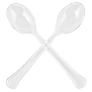 Heavyweight Clear plastic soup spoons   48 Count  Kitchen 