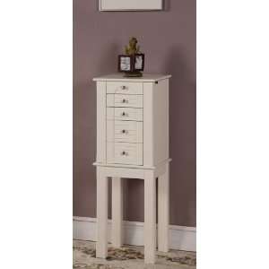  Jewelry Armoire with Slat Design Front in White Finish 