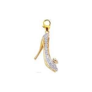  High Heeled Shoe, 14K White Gold Diamond Charm: Jewelry