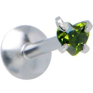  16 Gauge Steel Green Heart Gem Labret Monroe: Jewelry