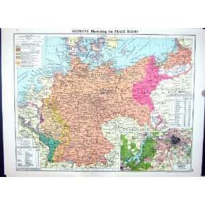  Cassell Antique Map 1920 Germany Peace Terms Berlin 