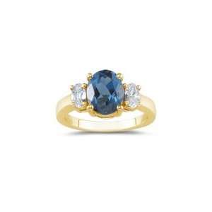  1.00 Ct White Sapphire & 0.81 Cts London Blue Topaz Ring 