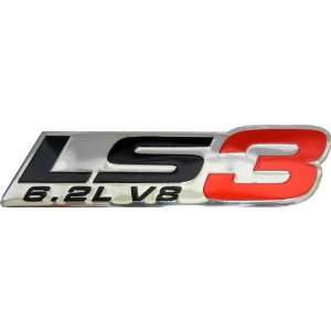 LS3 6.2L V8 Red Engine Emblem Badge Highly Polished Aluminum Chrome 