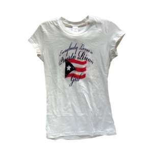 Steve & Barrys Vintage T Shirt White Everyone Loves a Puerto Rican 
