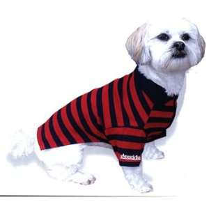  DOGGIE DUDS PREPPY POLO STRIPED T RED NAVY LG: Pet 