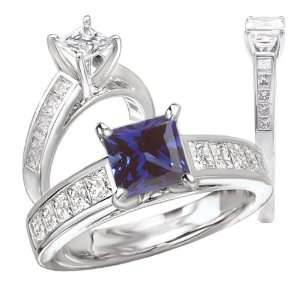  *18K lab grown 5.5mm princess cut blue sapphire color #4 