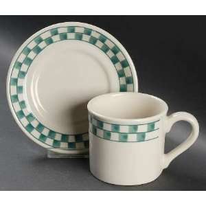   Checks Flat Cup & Saucer Set, Fine China Dinnerware: Home & Kitchen