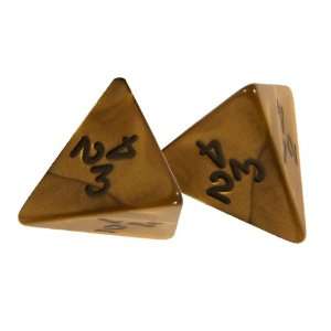  Set of 2 Olympic Pearlized 4 Sided Dice   Gold Tone: Toys 