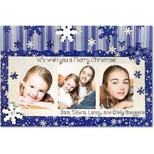  Scrapbook Holiday Photo Cards   Blue and White Snowflakes 