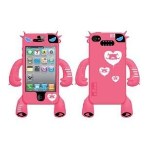  Pink Hearts Robotector Silicone Skin for iPhone 4 Cell 