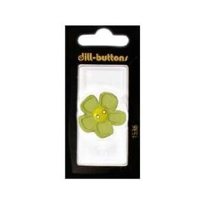 Dill Buttons 28mm 2 Hole Flower Light Green 1 pc (6 Pack)  