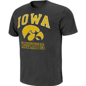  Iowa Hawkeyes Black Outfield Slub Knit T Shirt: Sports 
