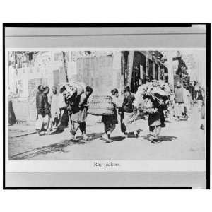  Rag pickers walking on street,China,c1905 1926,ragpicking 