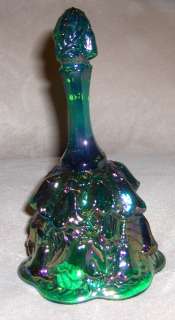 Vintage Fenton Carnival Green Glass Bell 6.5 inches Tall  