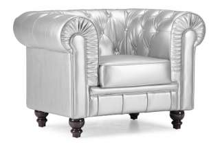 ZUO Aristocrat Tufted Silver Leatherette Arm Chair 811938016113  