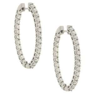  Round 4 prong Diamond Oval Hoop Earrings Diamond 3.96cttw 