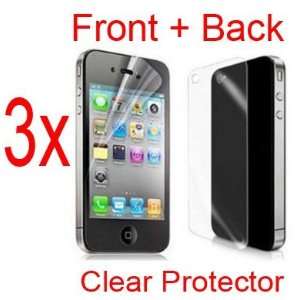  3x Clear Front + Back LCD Screen Protector film cover 