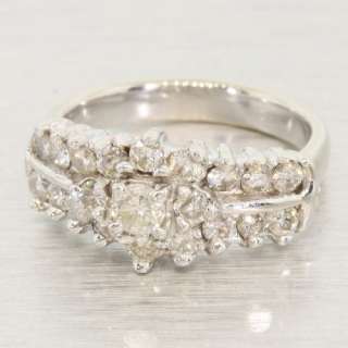 Elegant Vintage Estate 14K White Gold Shimmering Diamond Cocktail Ring 
