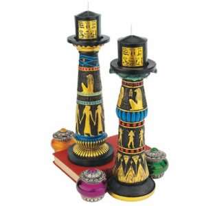  Temple of Luxor Sculptural Egyptian Candleholders