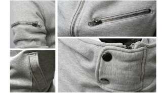 Mens Line zip up Hoodie Shirt Jacket Black Sz(L) 01  