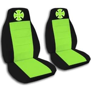 Black and Lime Green Iron Cross seat covers. 40/20/40 seats for a 2007 