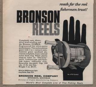 Original 1959 Vintage Ad Bronson No. 4700 Symbol Fishing Reels Bronson 