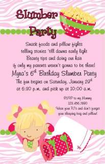 Sleepover Birthday Party Ideas on Slumber Party Sleepover Girl Birthday Invitation
