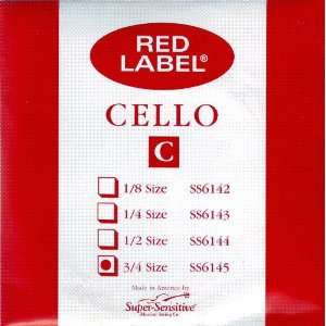    Sensitive Cello C Red Label 3/4 Size Orchestra Nickel, SS614 3/4O