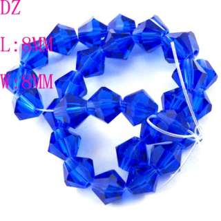 L1004 8mm Blue Faceted crystal Bicone Loose beads 30pcs  