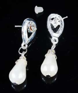 butterfly charm white bridal imitate pearl necklace earring jewelry 