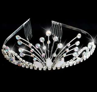 12PCS/LOTS bridal princess mis style rhinestone silver plated tiara 