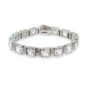   Princess Link CZ Silver Tennis Bracelet Eves Addiction Jewelry