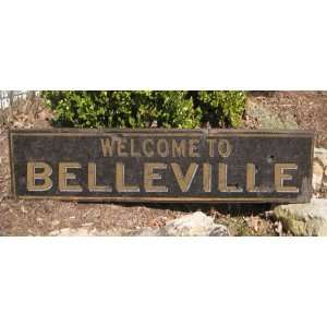Welcome To BELLEVILLE, KANSAS   Rustic Hand Painted Wooden Sign   9.25 