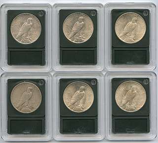 Complete Set of Peace Dollars 1921   1935 Lot # 1179  