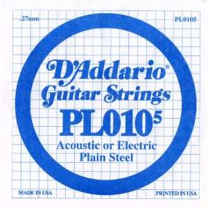  DAddario PL0105 Plain Steel Guitar Single String, .0105 