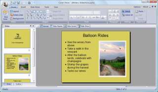 Make slide shows with photos and charts using Corel Show. Click to 